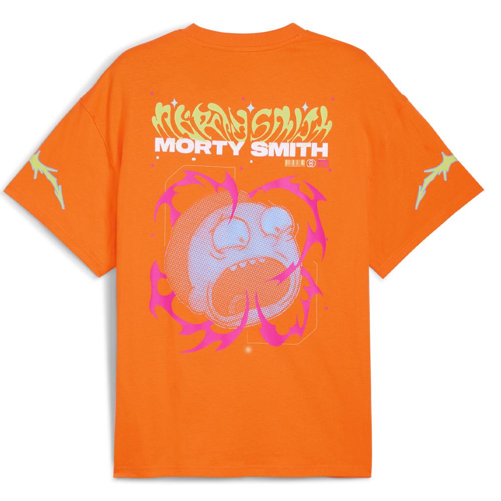 Puma Hoops X Rick and Morty Herren-T-Shirt Orange/Gelb Ansicht 2