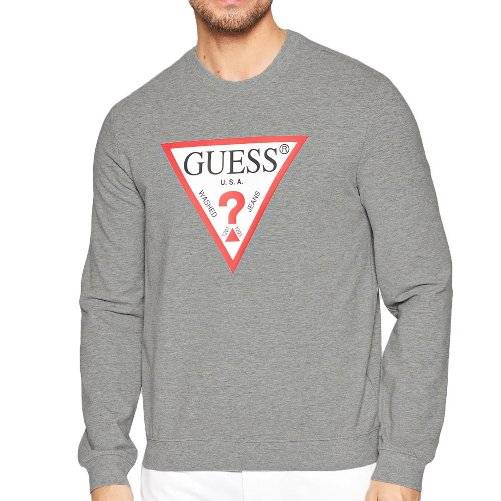 Grey Men's Guess Triangle Logo Sweat Top affordable