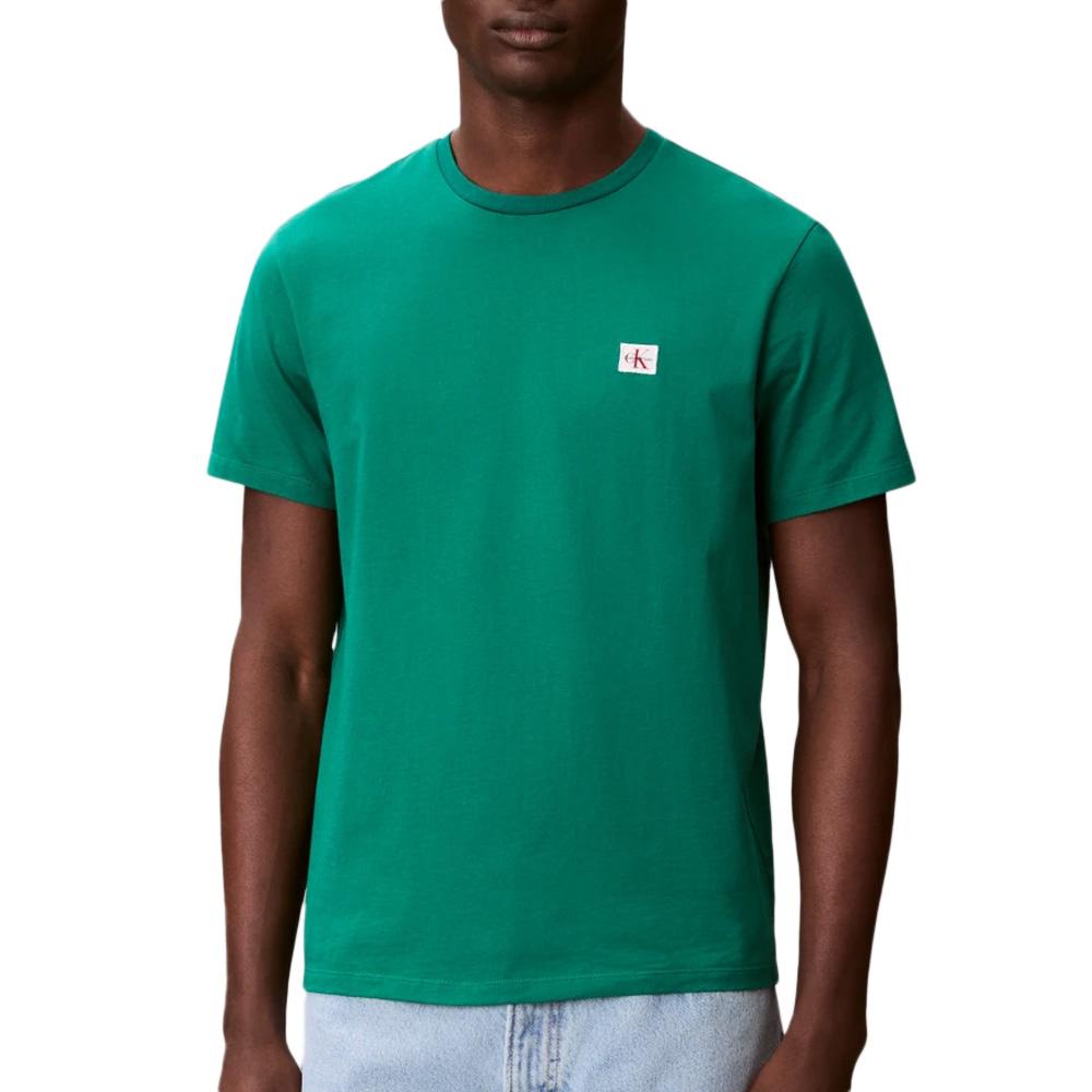 T-Shirt Vert Homme Calvin Klein Jeans Badge L4G pas cher