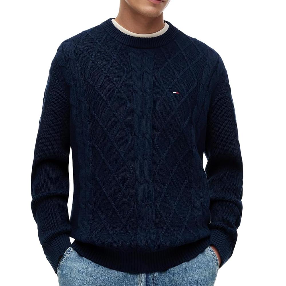 Pull Marine Homme Tommy Hilfiger Cable Knit pas cher
