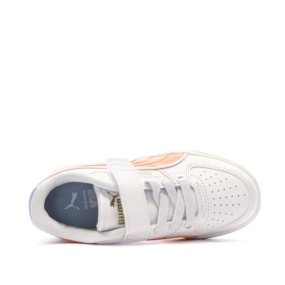 Weiß-orangefarbene Puma Caven III Retro-Sneaker für Jungen Ansicht 4