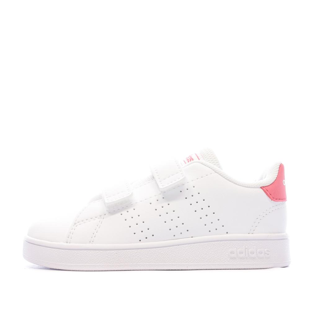 Baskets Blanc/Rose Bébé/Fille Adidas Advantage Cf pas cher