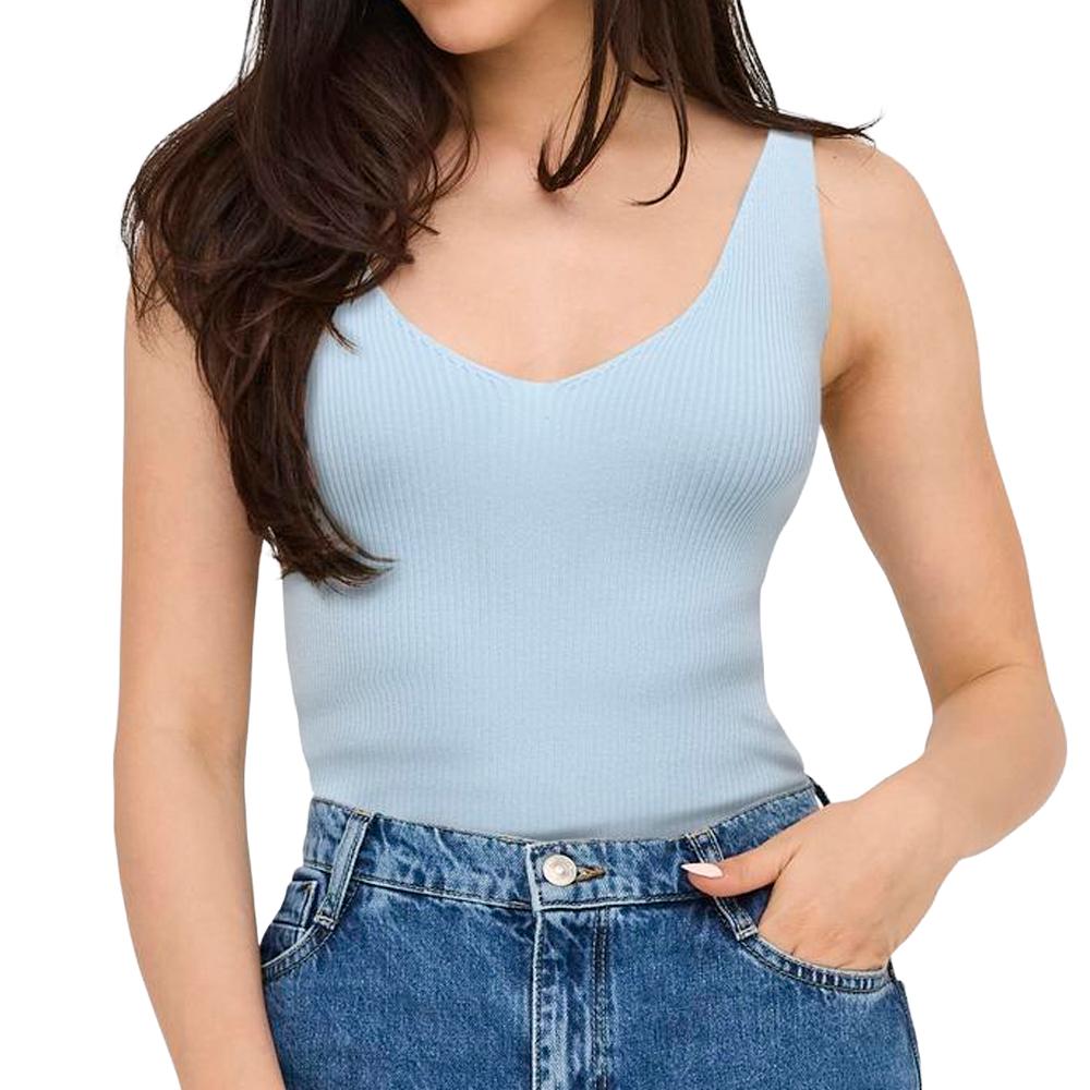 Camiseta de tirantes de punto azul claro para mujer JDY Nanna 15180497 barato