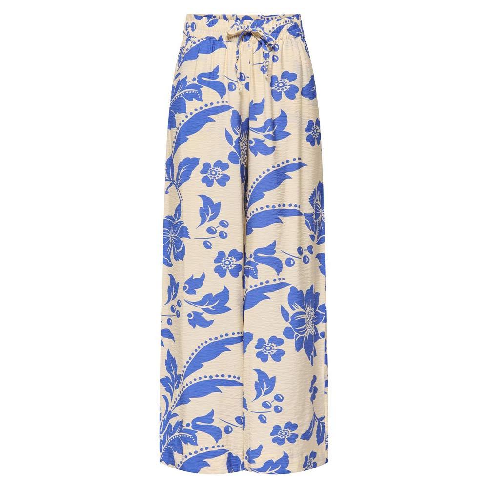 Pantalones fluidos con estampado beige/azul JDY Life Palazzo para mujer barato