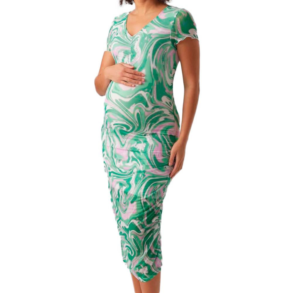 Vestido Mamalicious Swan Mujer Verde/Blanco barato