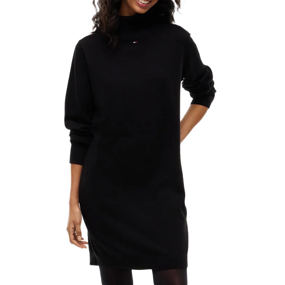 Schwarzes Damenkleid mit Rollkragen von Tommy Hilfiger günstig