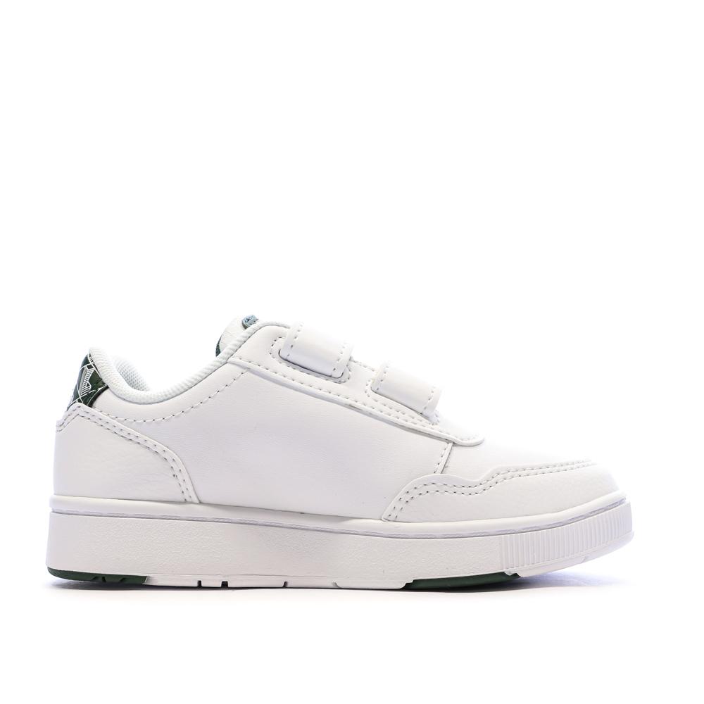 Weiße/khakifarbene Lacoste Court Sneakers für Jungen Ansicht 2