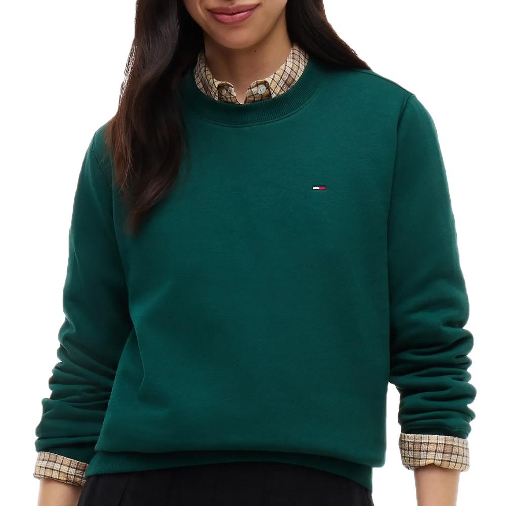 Sweat Vert Femme Tommy Hilfiger Flag Crew1 pas cher