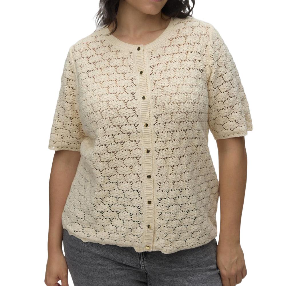 Beigefarbene Damenweste von Vero Moda, Modell Vmckora Button günstig