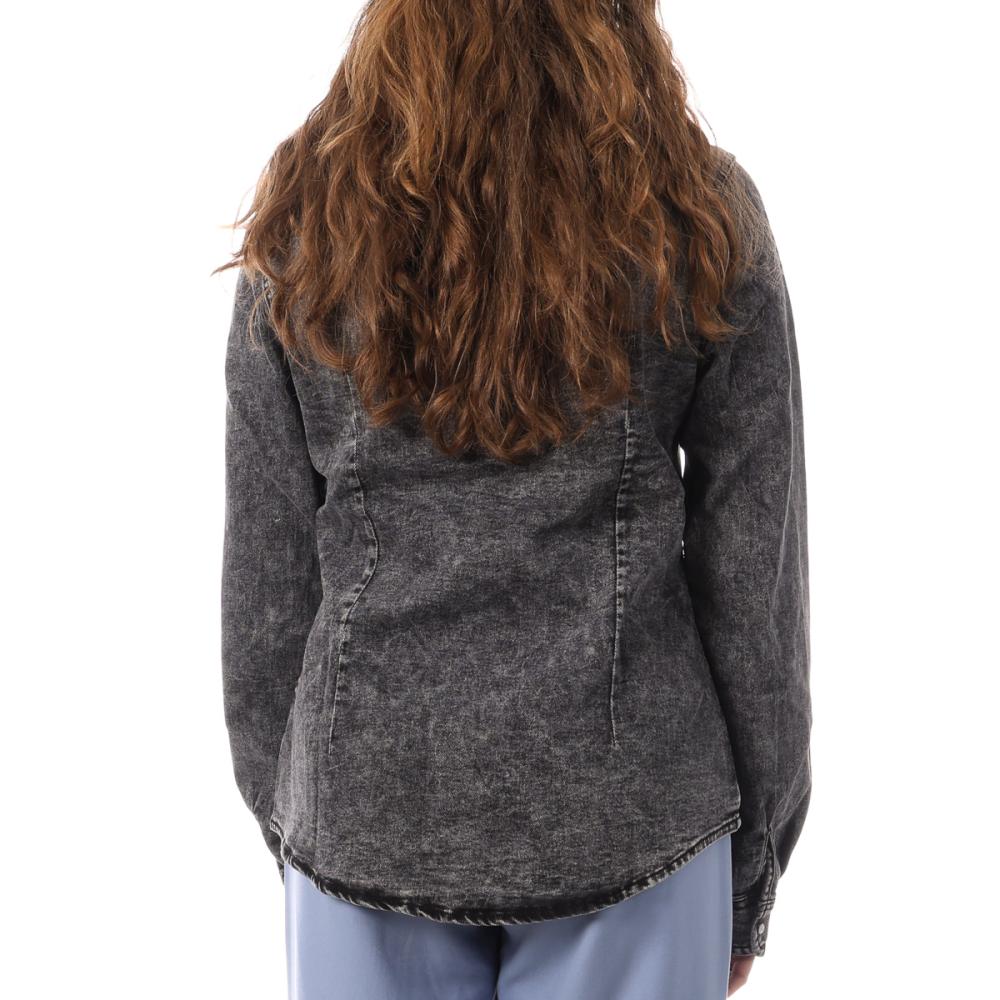 Schwarzes Damen-Jeanshemd Monday Premium Bleach Ansicht 2