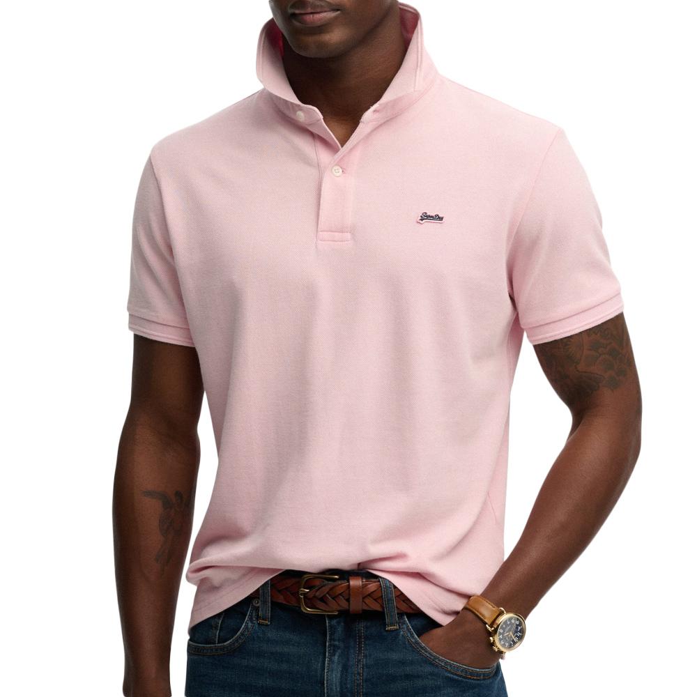 Polo Rose Clair Homme Superdry Classic Pique pas cher