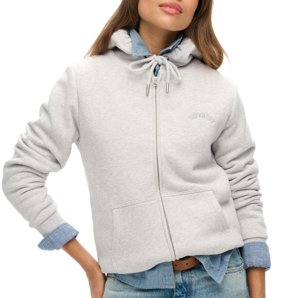 Sweat Zippé Gris Femme Superdry Borg pas cher