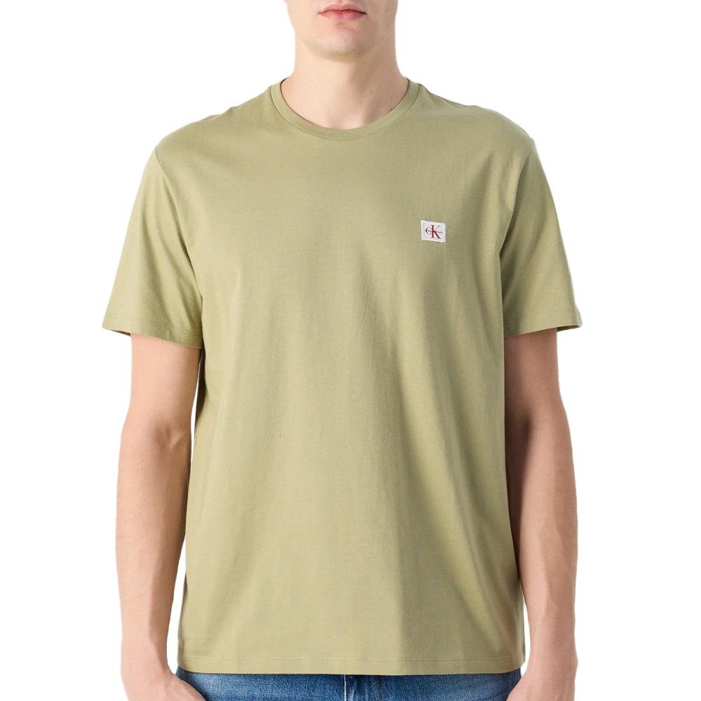 T-Shirt Vert Homme Calvin Klein Jeans Badge 30s pas cher
