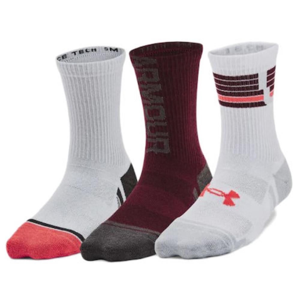 x3 Pairs of Under Armour White/Grey/Red Socks 1379521 affordable