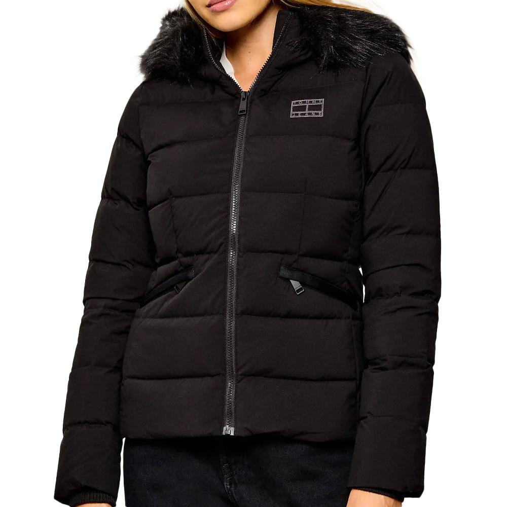 Doudoune Noire Femme Tommy Hilfiger Hood Puffer pas cher