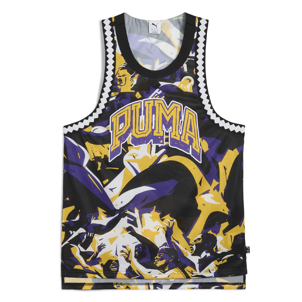 Puma Rival Rage Aop Mesh Tanktop für Herren, violett/gelb Ansicht 2