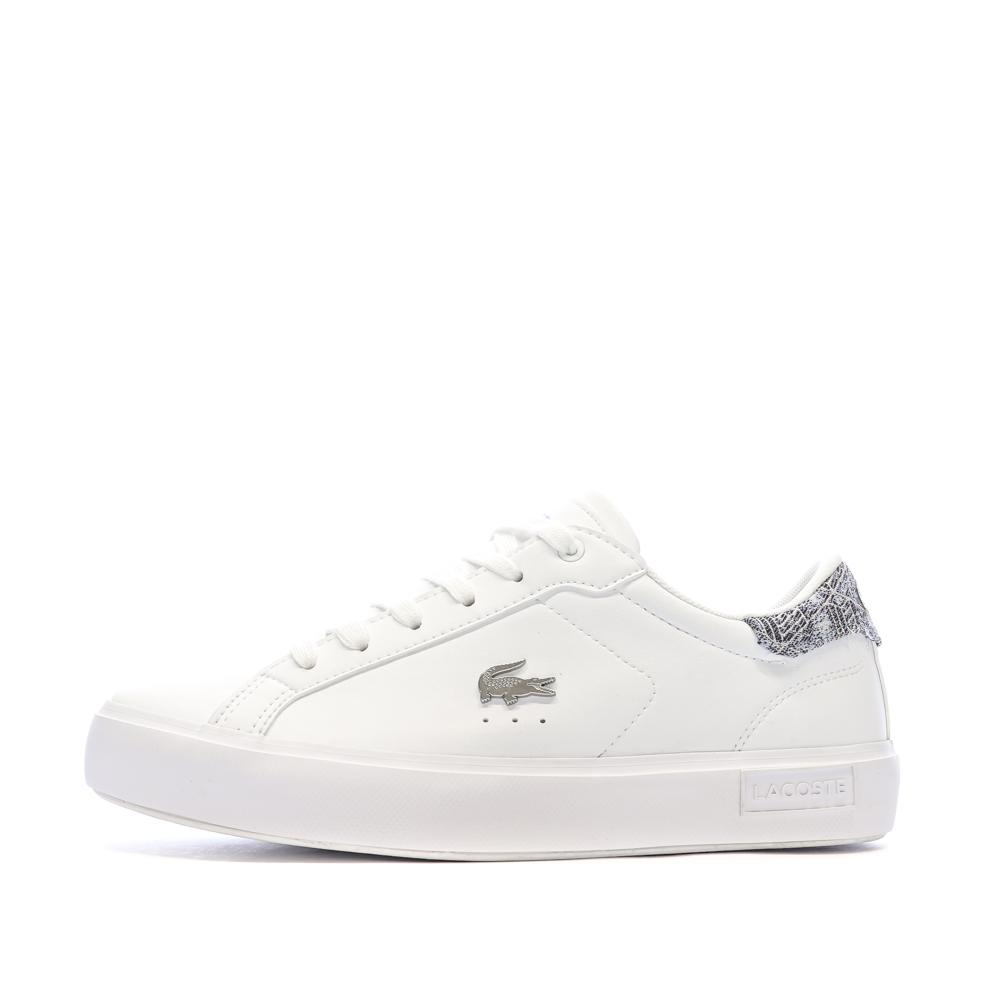 Zapatillas blancas/grises para adolescentes Lacoste T-clip barato