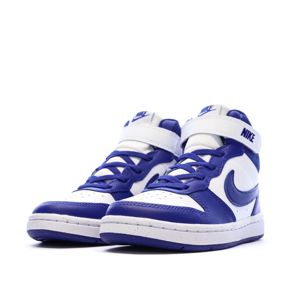 Baskets Blanches/Bleu Garçon Nike Court Borough Mid 2 vue 6