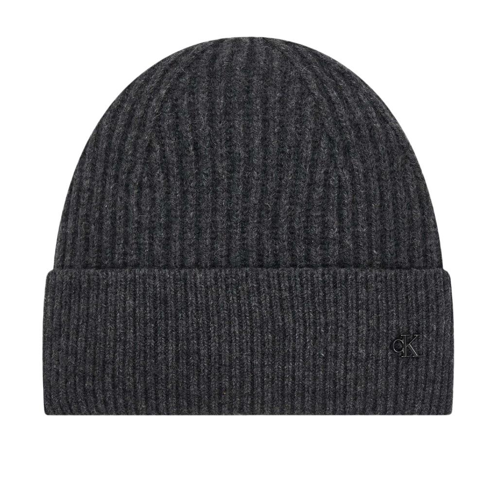 Bonnet Gris Foncé Femme Calvin Klein Jeans Ck Metal Wool pas cher