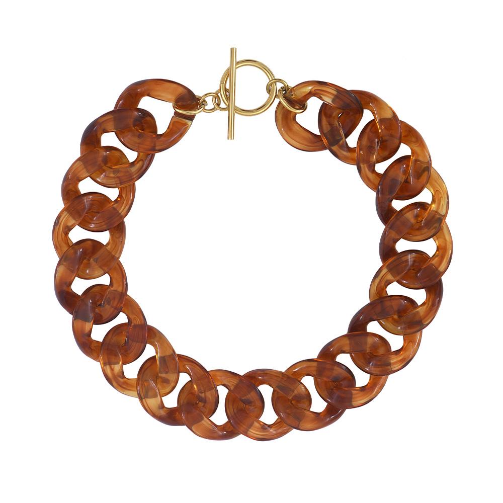 Women's brown resin chain necklace Clio Blue Lena affordable