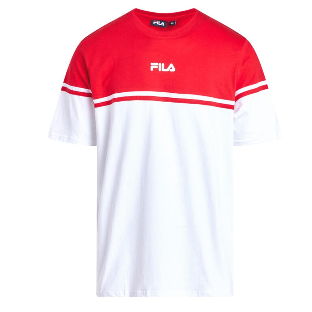 T-Shirt Weiß/Rot Mann Fila Print günstig