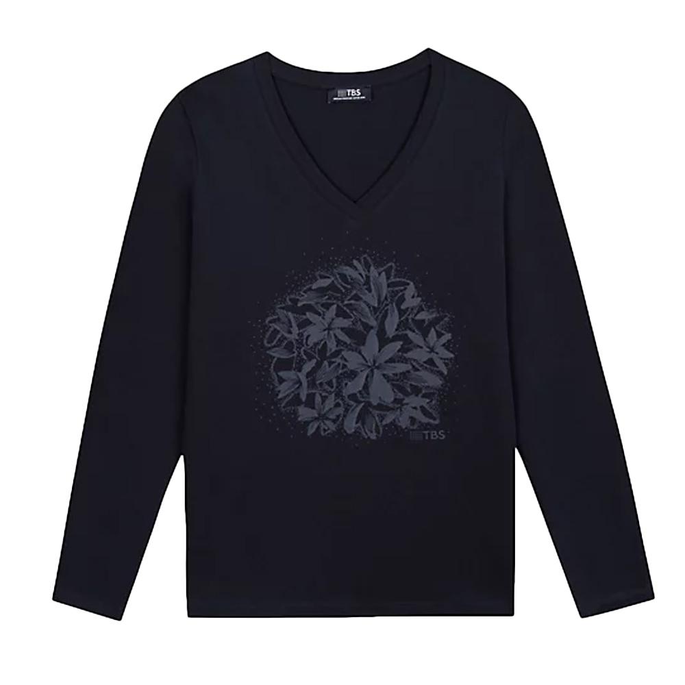 Camiseta de manga larga azul marino oscuro para mujer TBS LUGDOTEE barato