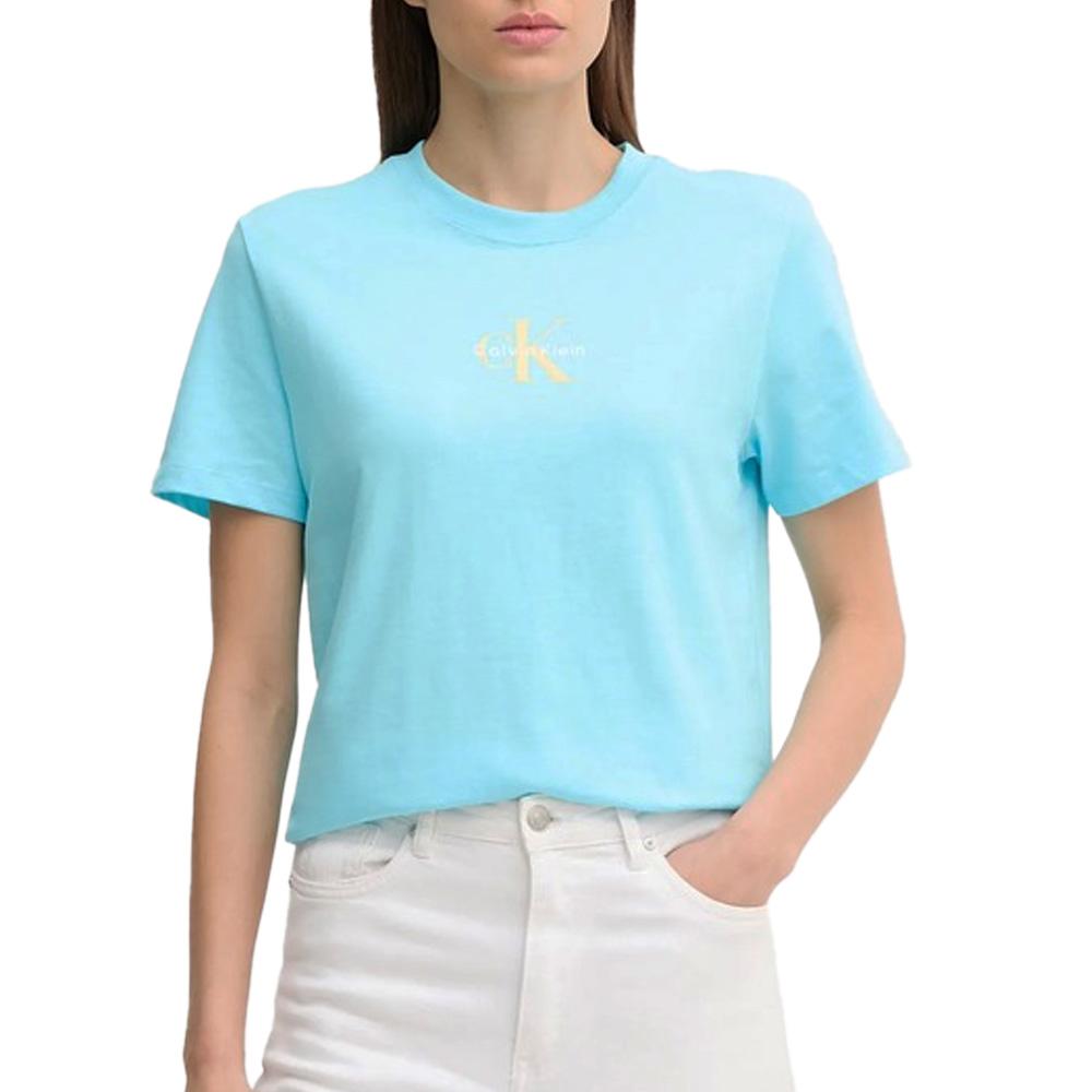 T-shirt Bleu Femme Calvin Klein Jeans Ss 20s Classic pas cher