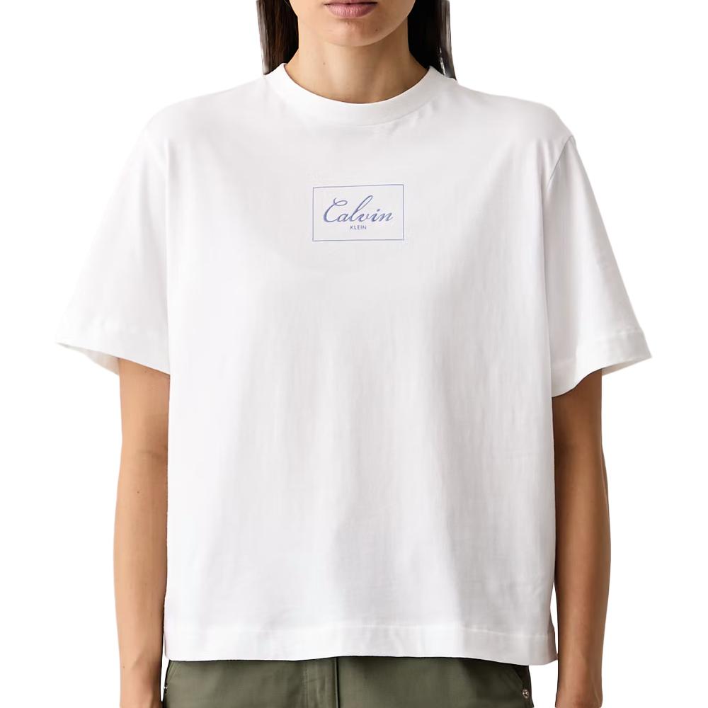 T-Shirt Blanc Femme Calvin Klein Jeans Boxy Bold pas cher