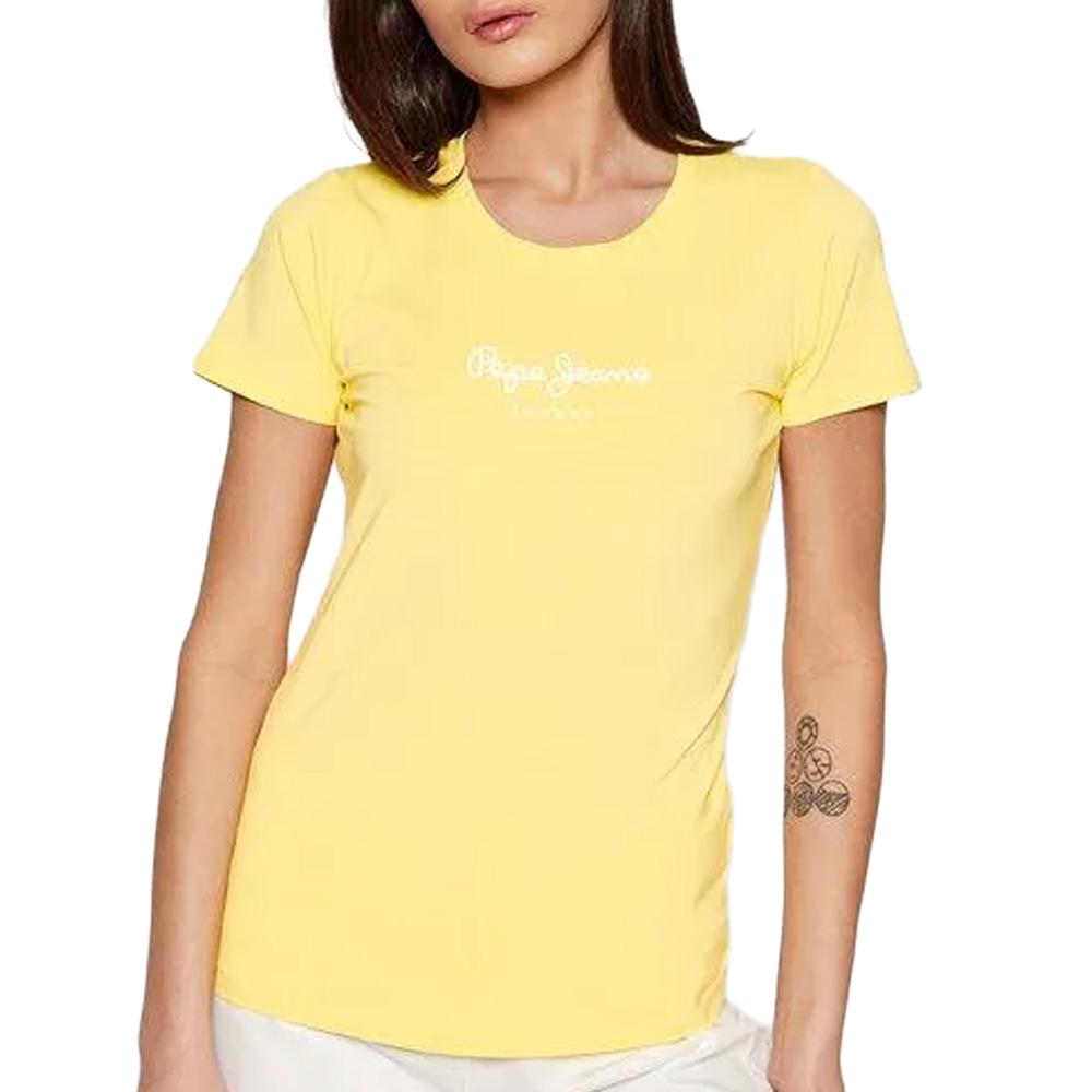 Gelb/weißes Damen-T-Shirt von Pepe Jeans, Modell „New Virginia“ günstig