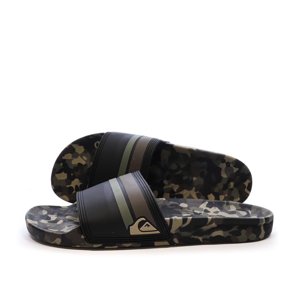 Claquettes Noires/Kaki Homme Quiksilver Rivi pas cher