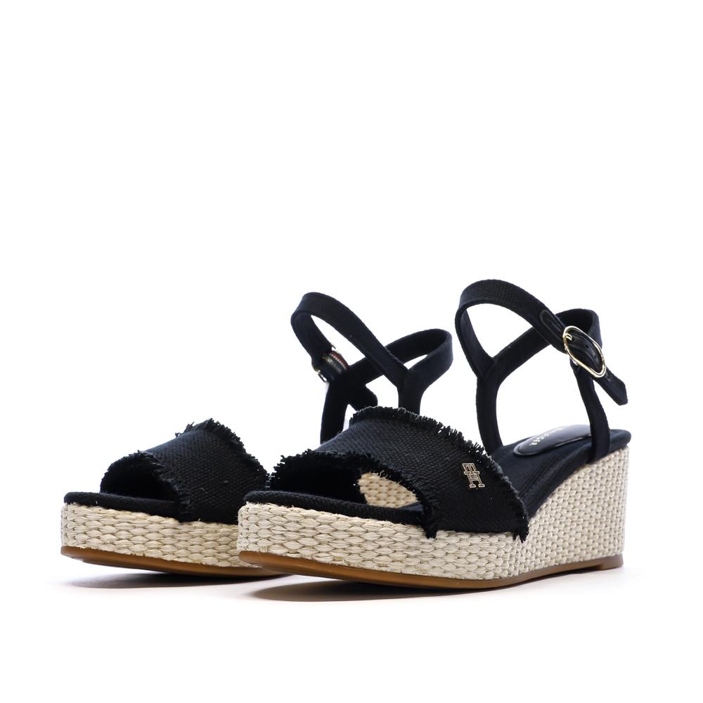 Sandalias de tacón negras para mujer Tommy Hilfiger Wedgeee ver 6