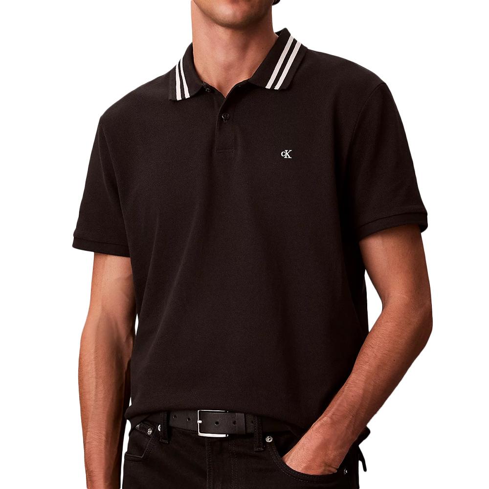 Polo Noir Homme Calvin Klein Jeans Pique pas cher