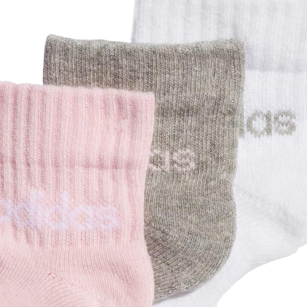 X3 Pares de Calcetines Adidas Niños Niñas Blanco/Rosa/Gris ver 2