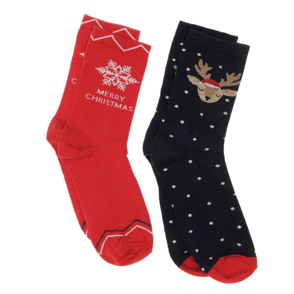 x2 Paar Socken Rot/Marine Frau Twinday Christmas günstig