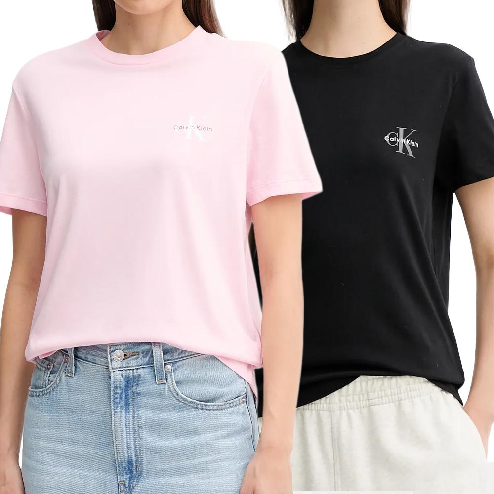 Lote de 2 camisetas negras y rosas para mujer de Calvin Klein Jeans Monologo barato