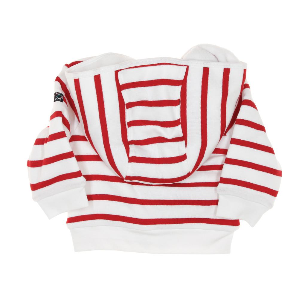 EOM Bananova Sudadera con cremallera a rayas roja/blanca, niño ver 2