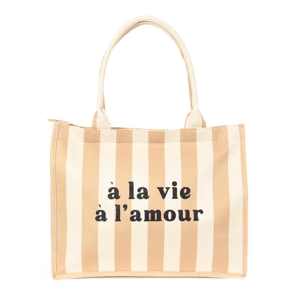 Bolso de playa Taupe/blanco Gérard Pasquier Amour barato