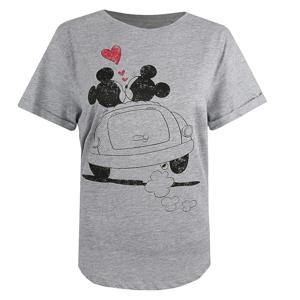 Graues Damen-T-Shirt Disney Mickey & Minnie Hearts Ansicht 2
