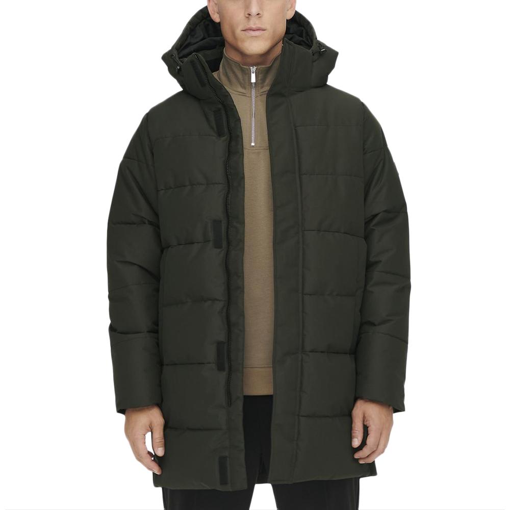 Doudoune Longue Grise Homme Only & Sons Carl pas cher