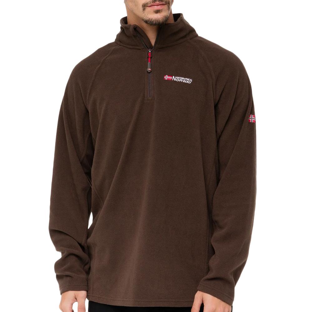 Geographical Norway Men 233 Chaqueta polar 1/4 Zip marrón para hombre barato