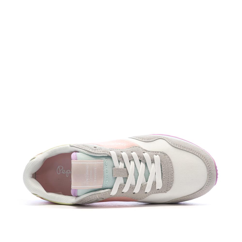 Graue/rosa/gelbe Sneaker für Damen von Pepe Jeans London Ansicht 4