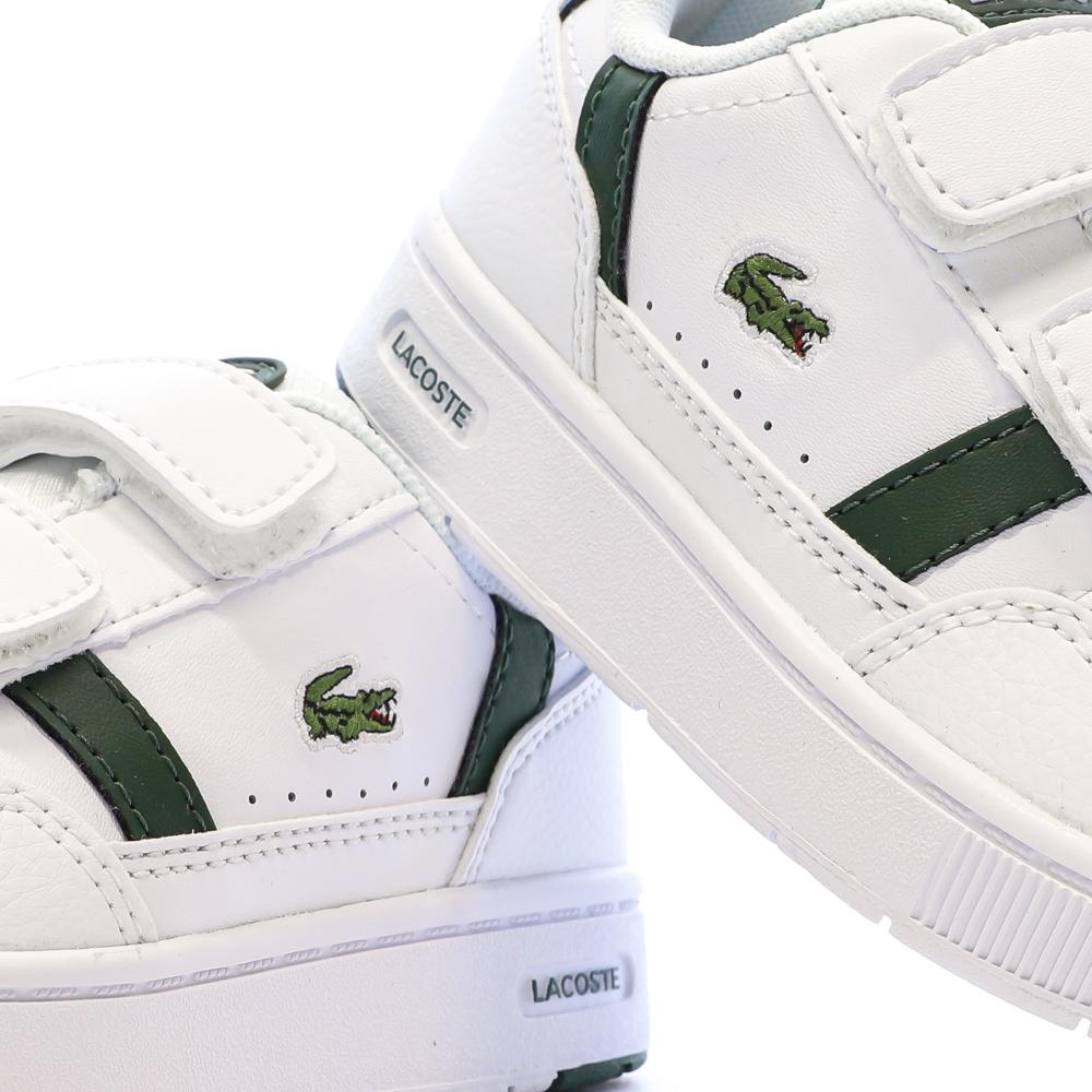 Weiße/khakifarbene Lacoste Court Sneakers für Jungen Ansicht 7