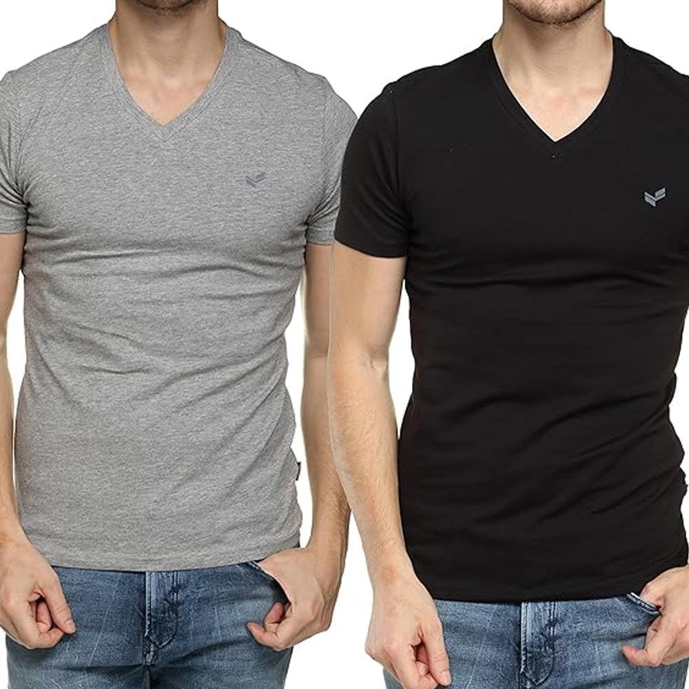 Lot de 2 T-Shirts Noir/Gris Homme Kaporal GIFTH pas cher