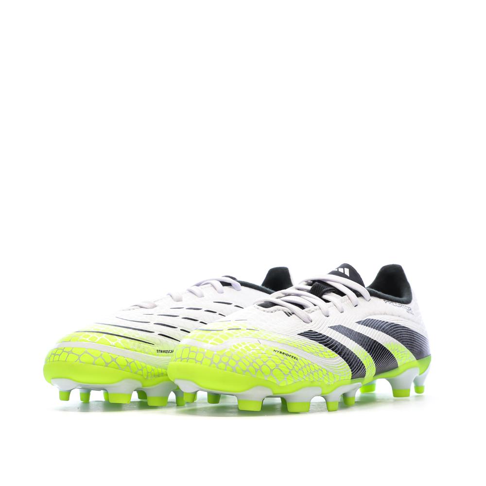 Chaussures de Foot Blanc/Noir/Jaune Junior Adidas Predator League MG vue 6