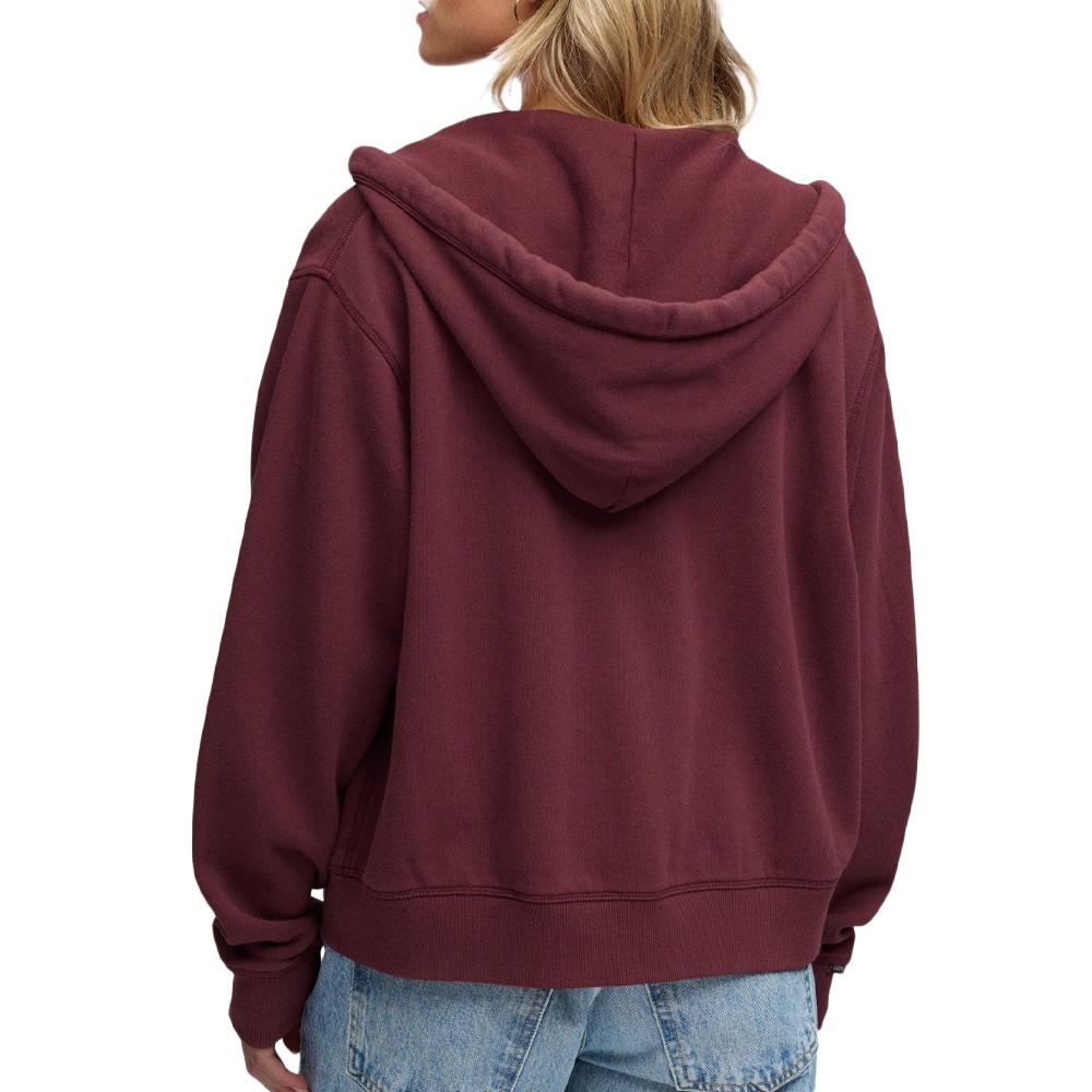Sweat zippé à capuche femme bordeaux Superdry Relaxed vue 2