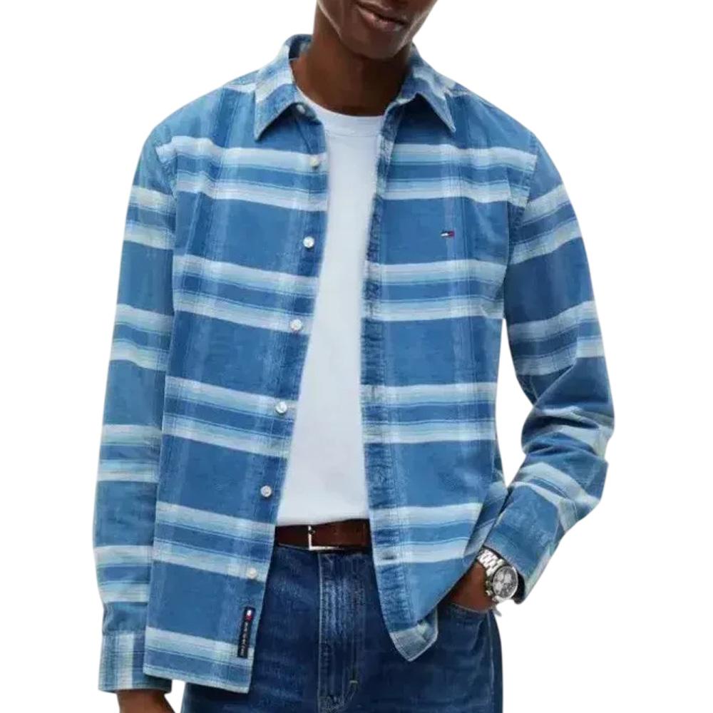 Camisa azul de hombre Tommy Hilfiger con estampado de cordón barato