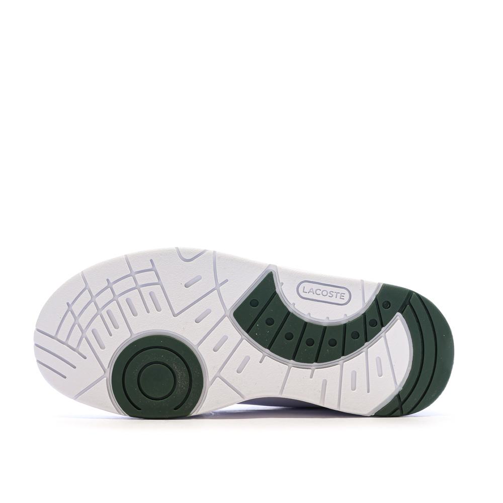 Weiße/khakifarbene Lacoste Court Sneakers für Jungen Ansicht 5