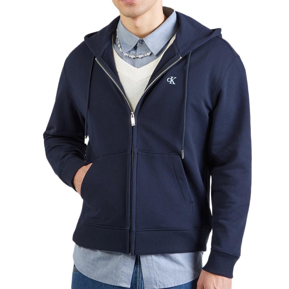 Sudadera con cremallera Calvin Klein Jeans Terry Monog Hombre Azul marino barato