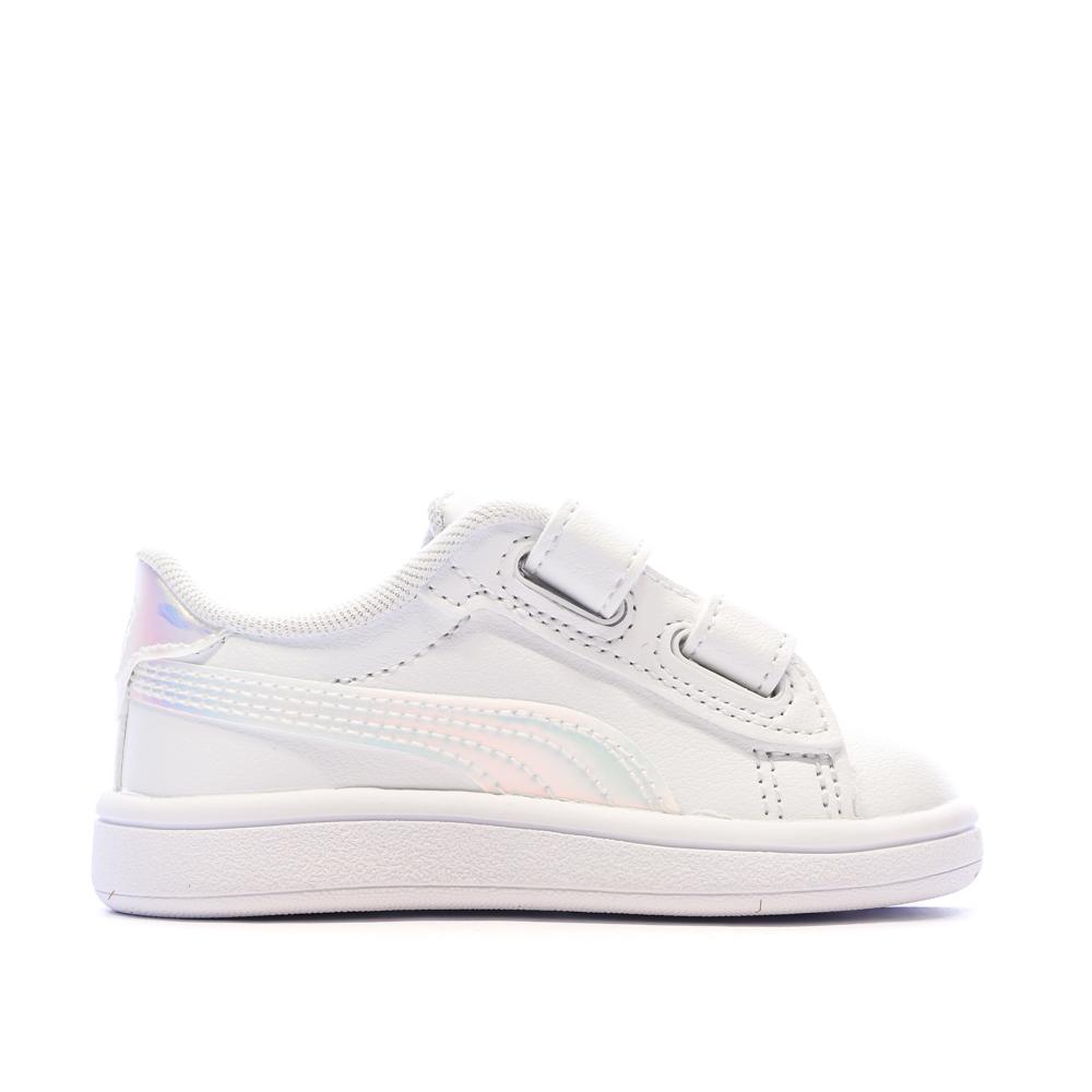 Baskets Blanches Fille Puma Smash 3.0 Holo vue 2
