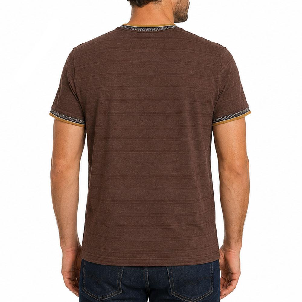Camiseta marrón de hombre RMS26 a rayas ver 2